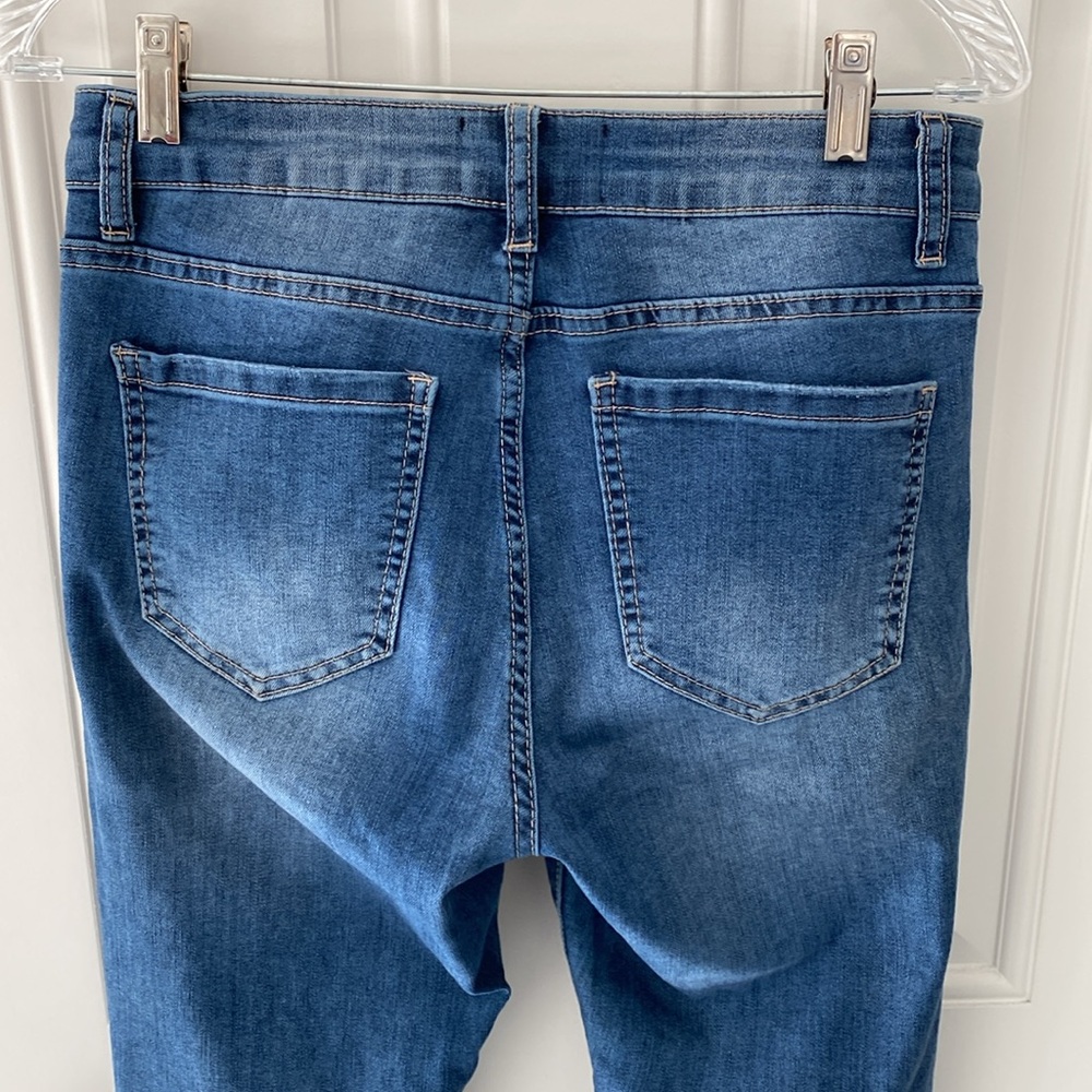 FRANK LYMAN Montreal • Blue Denim Slim 🎀 Crystal Bow & Pearl sparkely Jeans 👖 ⭐️ - Picture 11 of 16